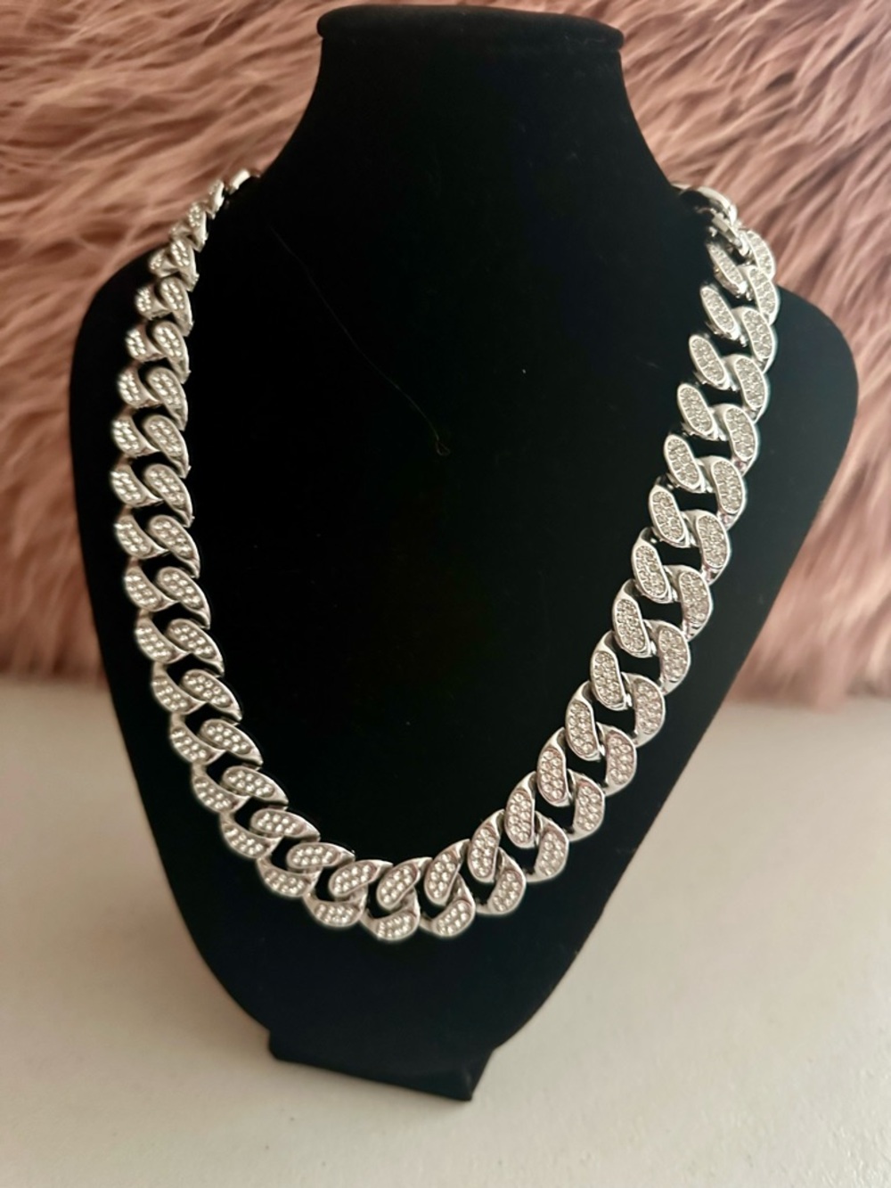 Invicta Iced Out Silver Cuban Link Necklace (80841)